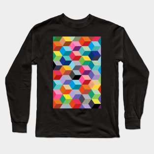 Geometric rainbow cubes Long Sleeve T-Shirt